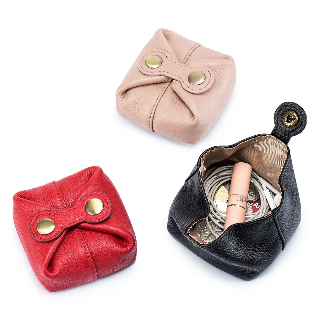 Cute Japanese and Korean soft leather mini change purse earphone key coin lipstick storage bag small bean bag