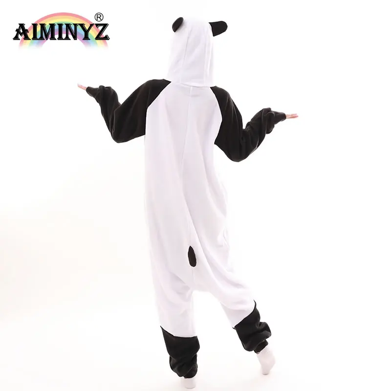 AIMINYZ Wholesale Winter Women Pajamas Polar Fleece Animal Onesie Pyjamas Cosplay Costume Sleepwear Hoodie For Adult Panda