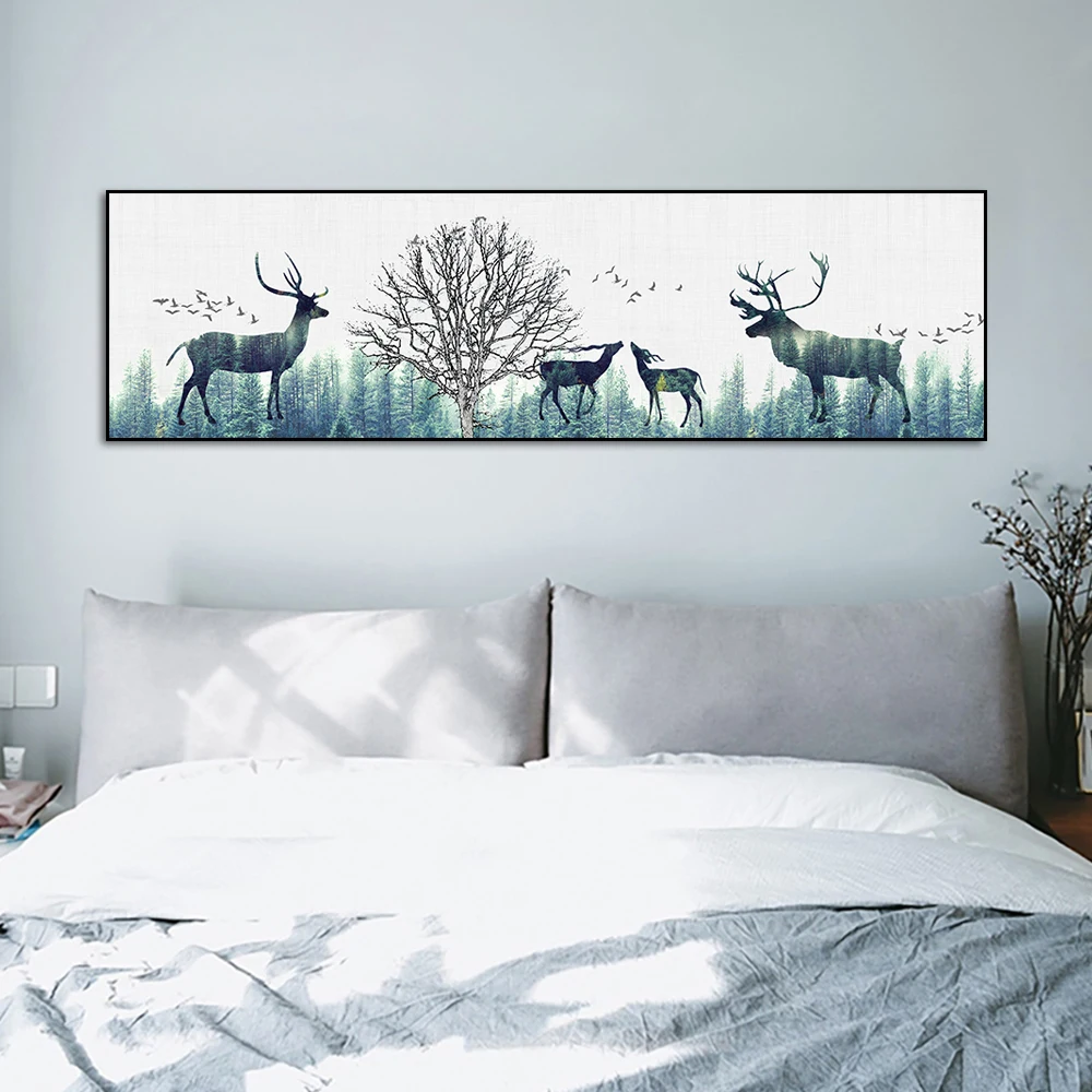 Cute Deers Walking In Forest Wall Painting Picture Frames For Home Decor