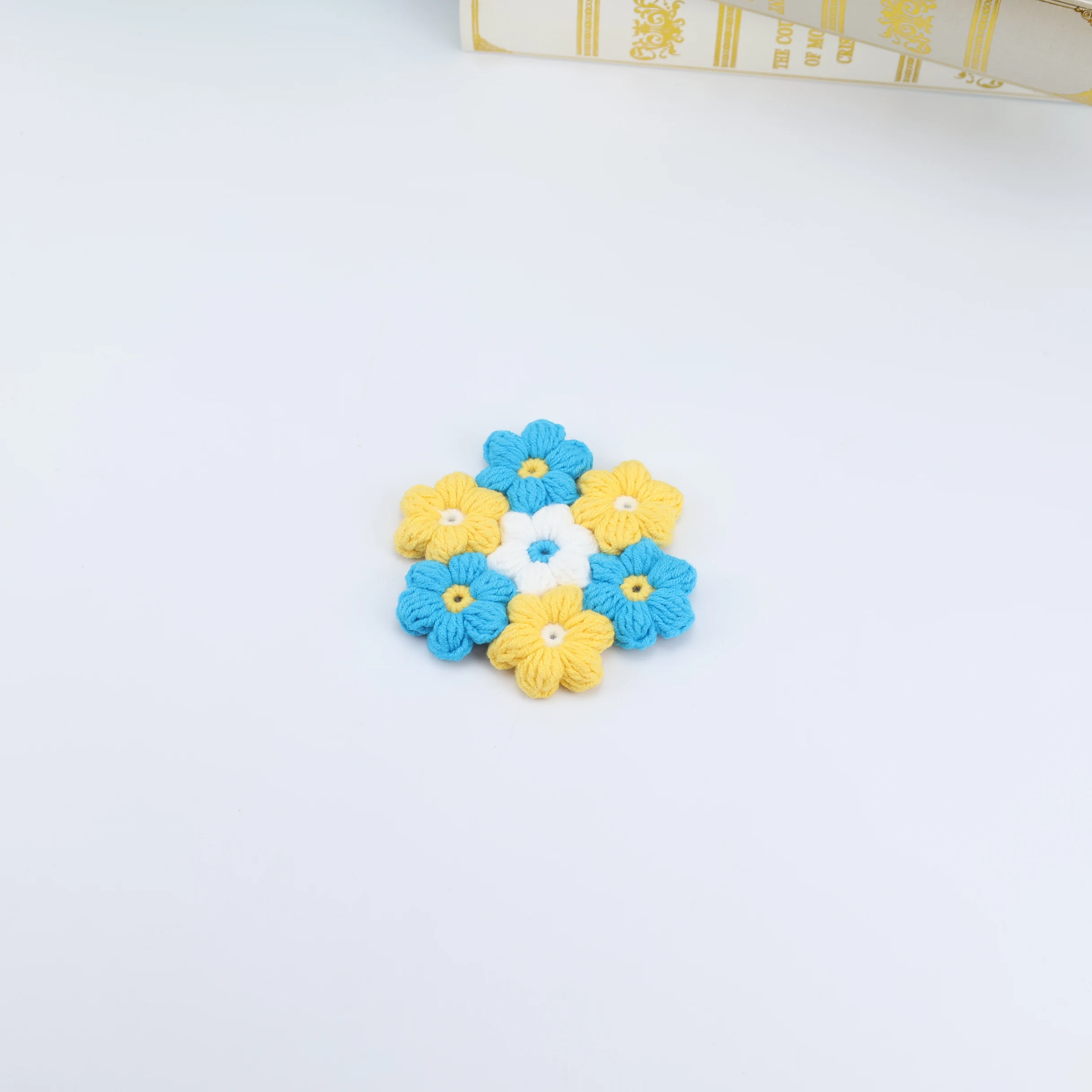 7cm Decoration Crochet Doilies Handmade Crochet Cup Pad Multicolor Flowers Coasters Round Table Mats 8cm Wool Clothes Patch