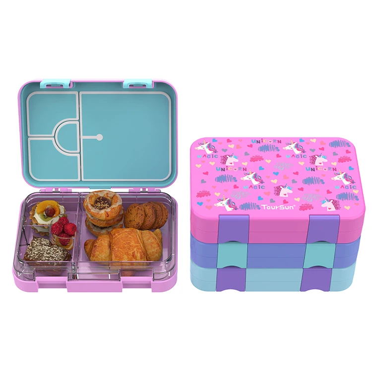 4 отделения Ланч-бокс Тритан бенто детский новый дизайн с логотипом на заказ