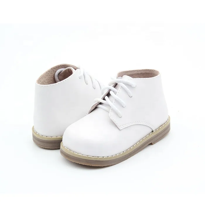 2017 British Style Children Boots Hard Sole Shoelace White Kids Boots
