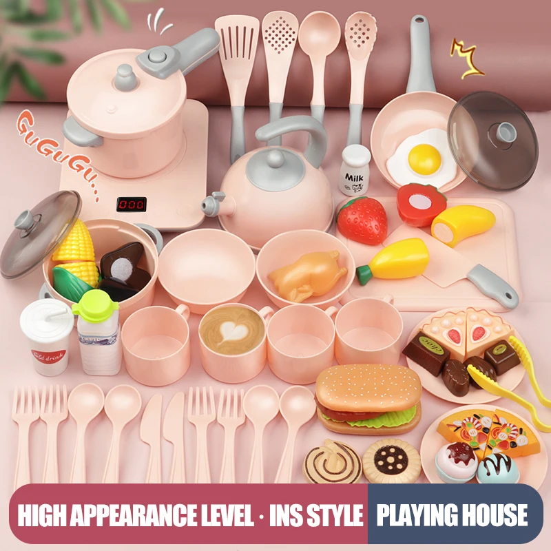 Portable play DIY mini kitchen toys real cooking set for kids 15 pcs set