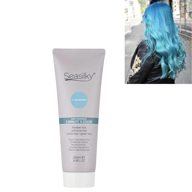 Ammonia-Free Aquamarine Color Semi-Permanent Hair Color Conditioning Cream 3 Minutes Rapid Hair Dyeing&Nourishing