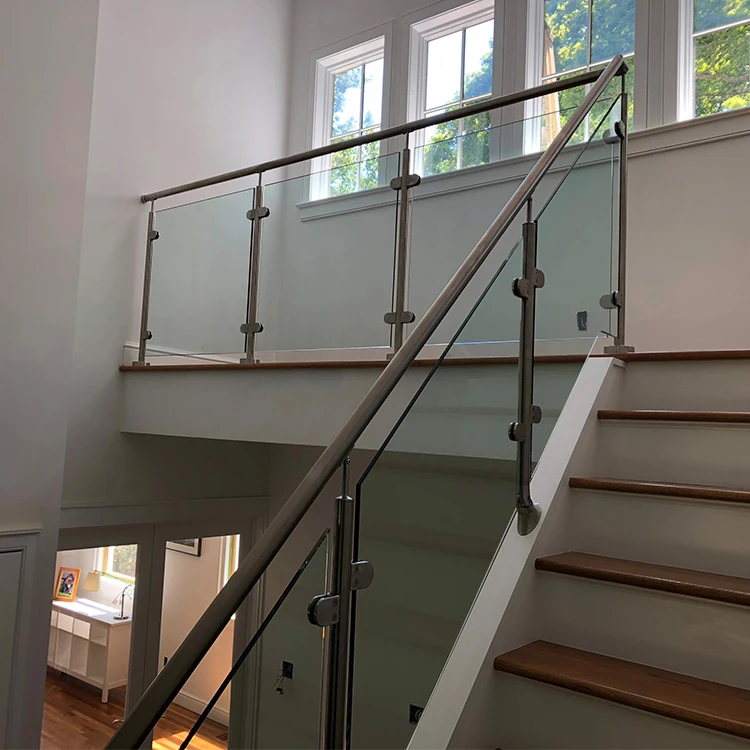 Interior exterior stair railing safety clear glass railing with poles