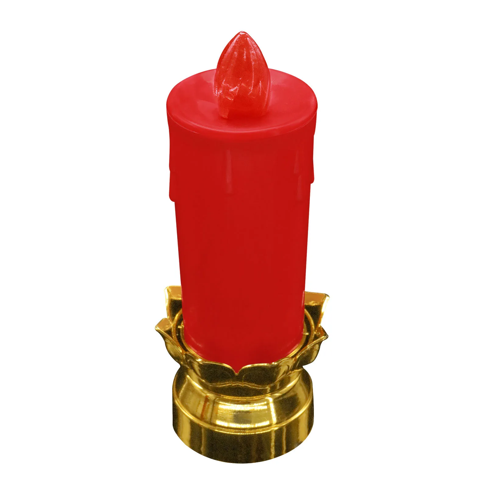 Grave Memorial Red Flickering LED Lotus Candle Holder Light Religious Batteries Flameless Cemetery with Base