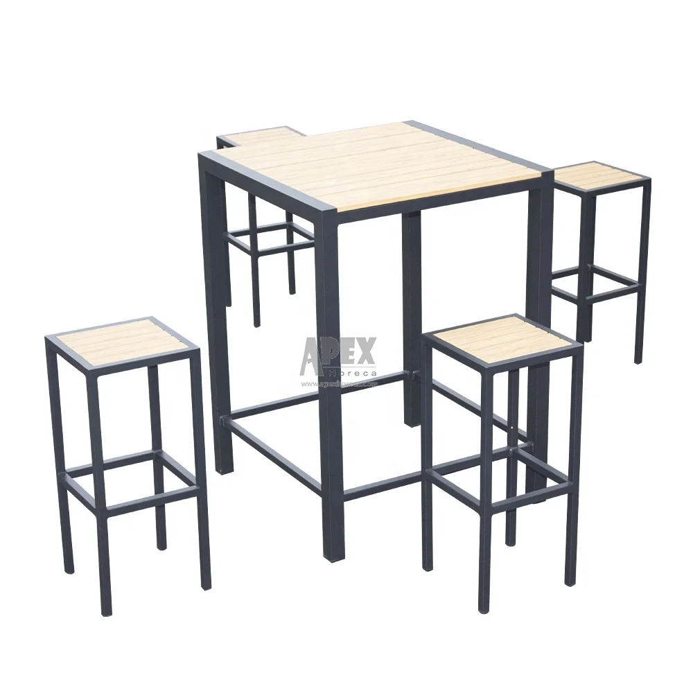 High Industrial Bar Dining Table Set Tall Counter Height Bar Table with 4 Bar Stools