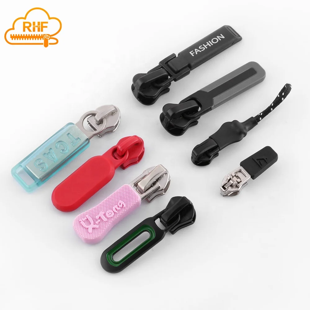  High quality rubber zipper slider 3# 5# Soft pull Bag plastic