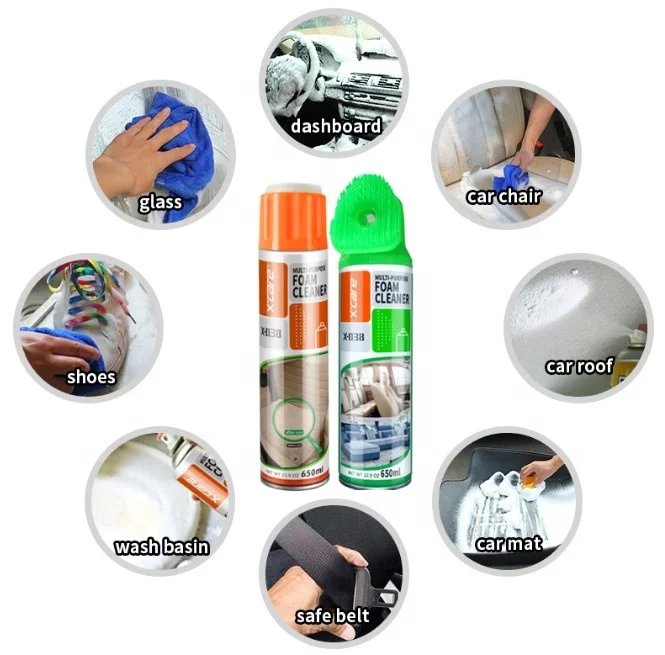 China Whole Factory Direct Supply Multi-purpose Foam Cleaner With A Brush Cap On The Top 650ml