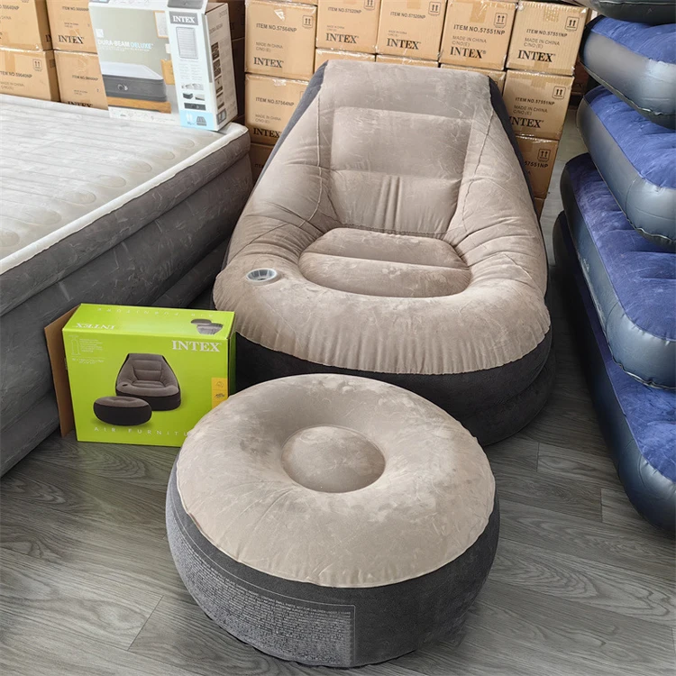 Foldable lazy air sofa with footrest portable inflatable sofa chair for living room home furniture