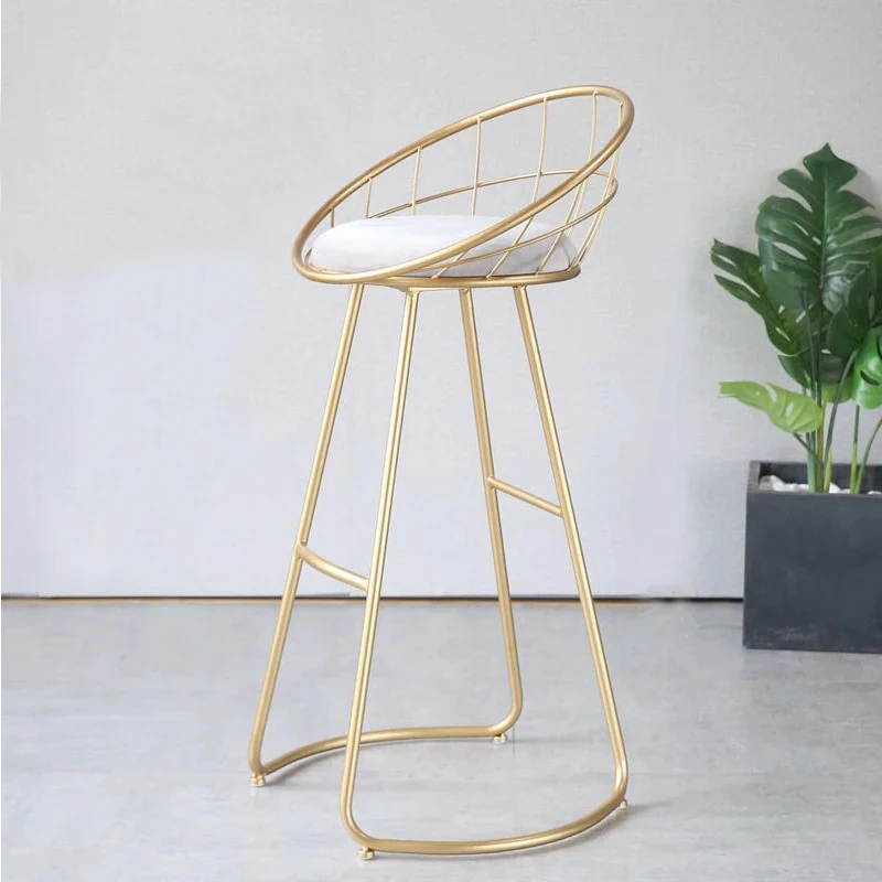 
Modern North-Europe upholstered fabric leisure wire gold metal velvet cafe bar chair 