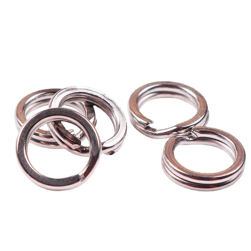 New 0#-12# Stainless Steel Flattening Ring Bait Clip fishing gadgets Jigging Snaps 150kg pull Split Rings Fishingaccessory
