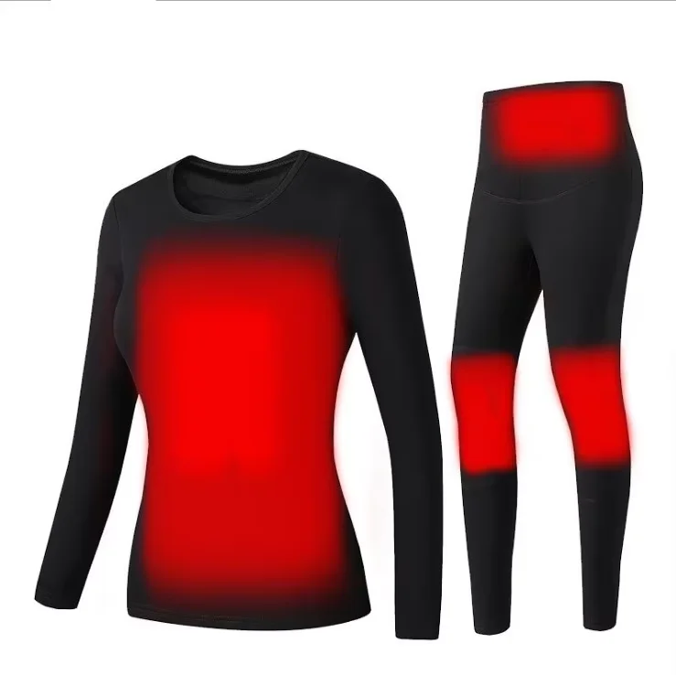Thin Battery Heated Long Underwear Set For Men Woman Electric Thermal Heating Underwear