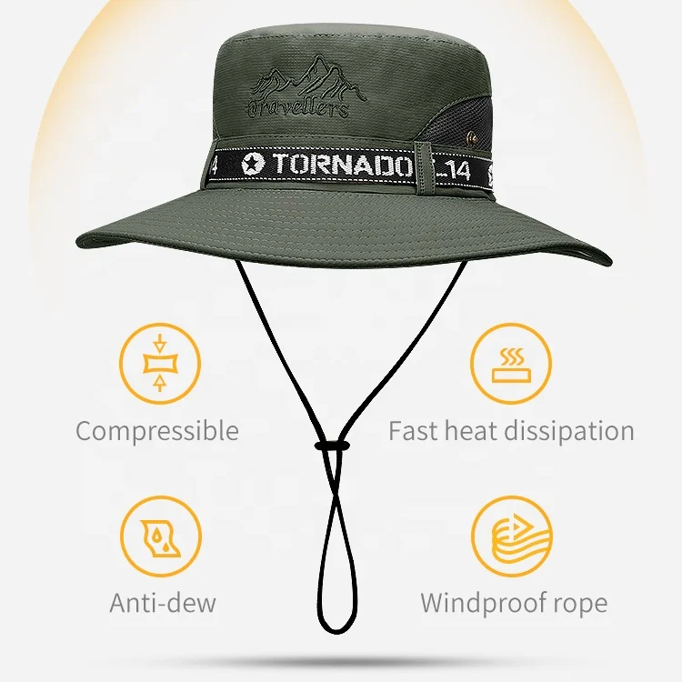 GOLOVEJOY XMZ73 Outdoor Wide Brim Quick Dry Sun Fishing Hat Safari Cap with Sun Protection Premium UPF 50+ Fishman Hat