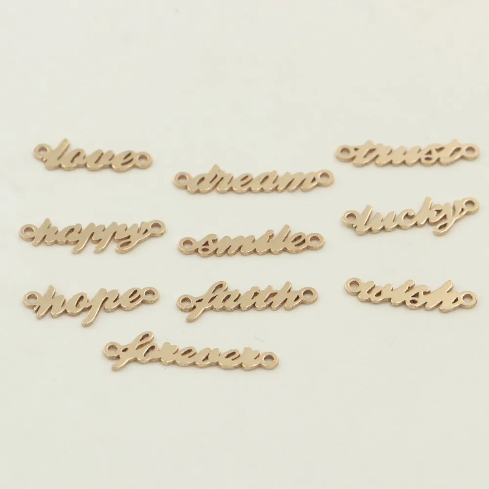 Premium charms 14k gold filled love words alphabets connector for jewelry making findings