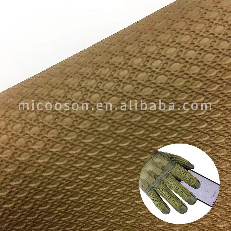 
Custom size and color anti cutting protection leather wholesale composite green touch screen conductive leather 