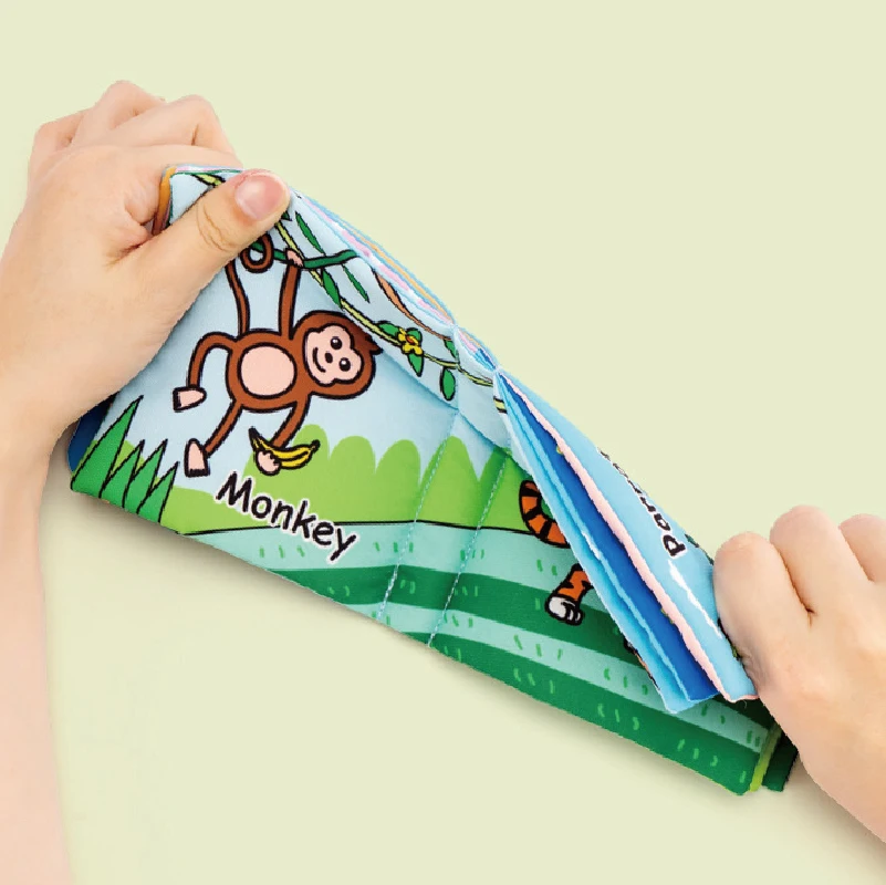 SEEJOYOU 6 in 1 Early Education Soft Fabric Book Baby Cloth Book Hollow Out Squeaker Toy Preschool Fun Cloth Book Set