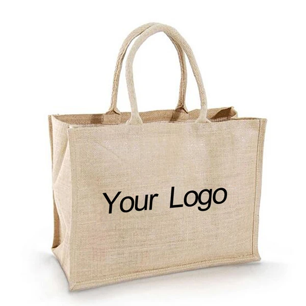 
Black handle jute bag custom print promotional 100% cotton canvas tote bag wholesale 