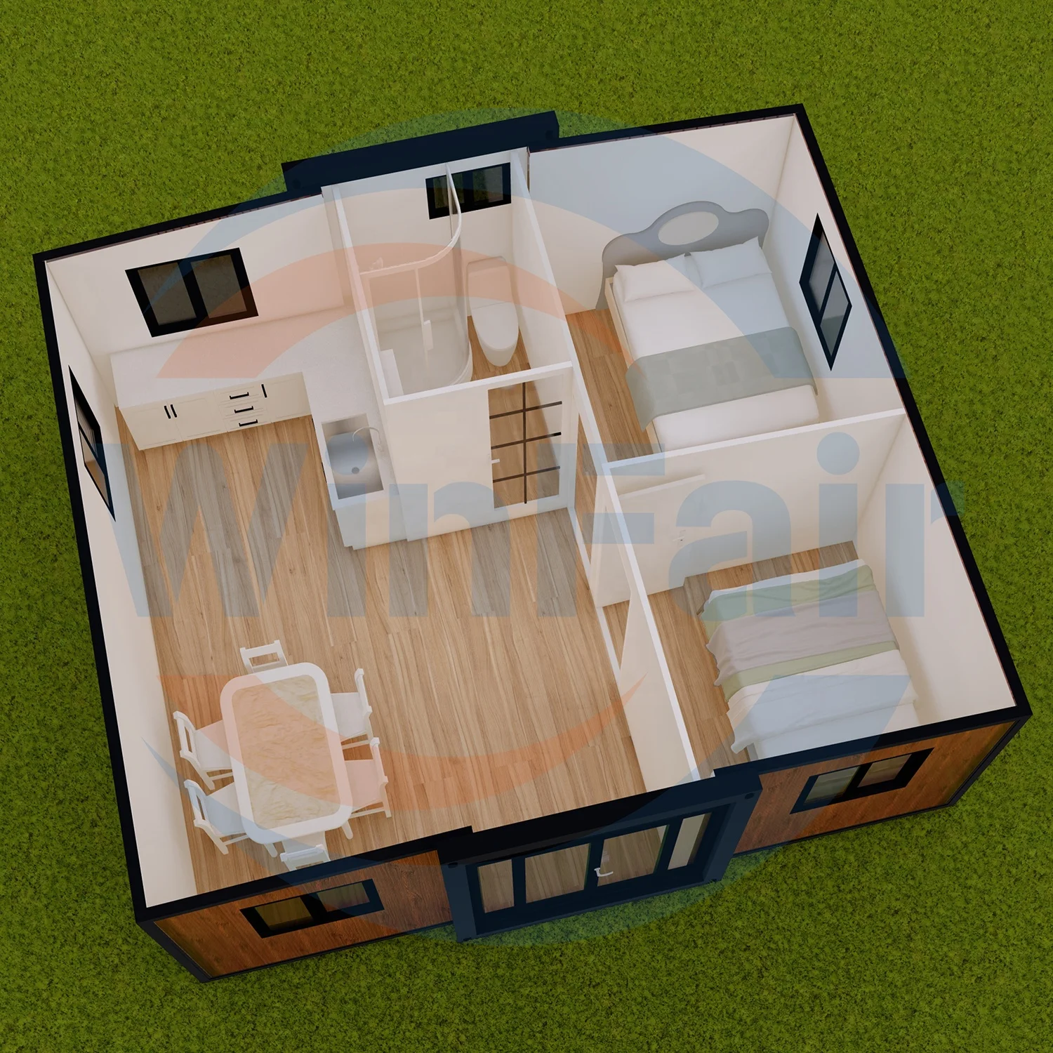 WinFair Luxury Living Expandable Container  prefabricated module Tiny Prefab Foldable Mobile Houses For Living With 2 Bathroom