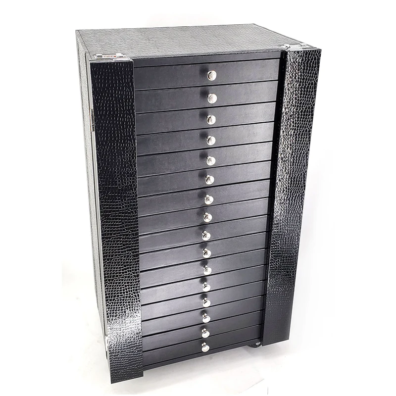 Luxury 360 Slots Factory Price Exhibition Display Sunglasses Cabinet with Wheel Trolley Glasses Portable Storage Suitcase