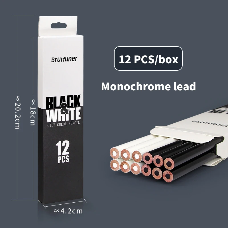 Black And White Single Oil Color Lead Set Painting Graffiti Chalkboard 12 Pigment Paint Brush Graphite Color Pencil