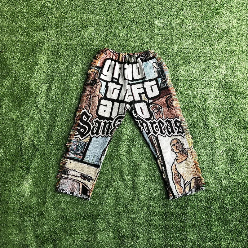 Streetwear Plus Size woman custom Tapestry Pants Jacquard woven trousers Blanket Patchwork Tapestri Pants