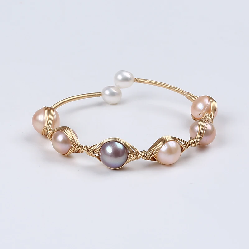 handmade freshwater pearl beads adjustable bracelet