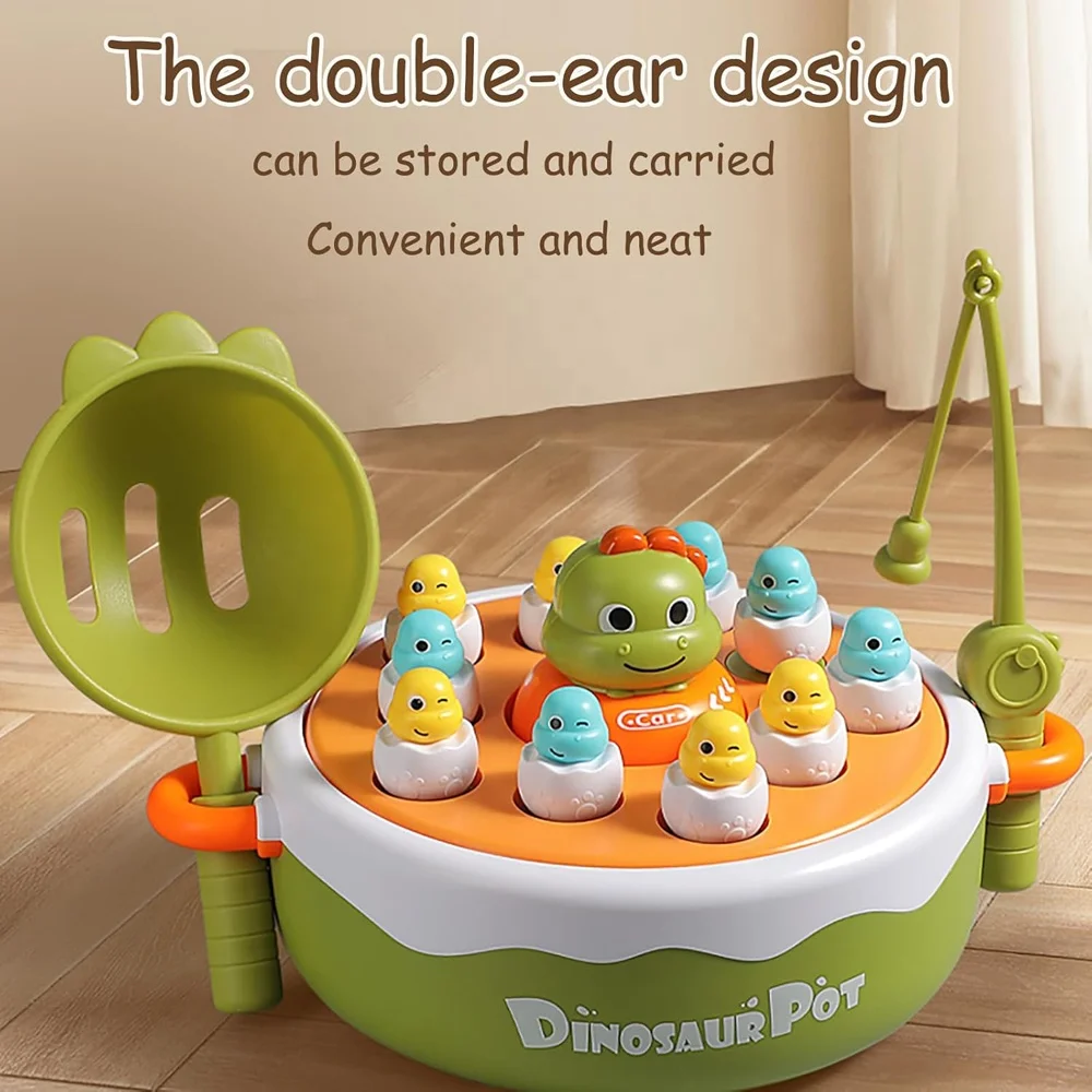 4 в 1 динозавр всплывающая настольная игра магнитный Вертушка для рыбалки вращающаяся музыкальная установка ловушка прыжков игрушка боулинга крестики-носочки