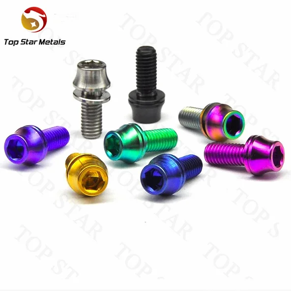 TITST Gr5 M5x12mm Titanium Cone Bike Bottle Holder bolt Cycling Accessories Bicycle Water Bottle Cage Bolts With washers