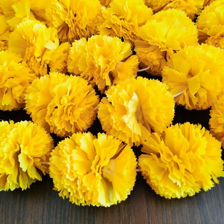 Wholesale Price Indian Yellow Orange Color Artificial Marigold Flower Garland For Wedding Decoration