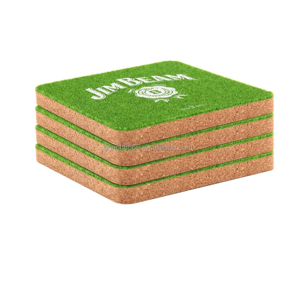 new product ideas 2023 Faux Grass Coasters Beverage Coaster Lawn Cork Square Bar Artificial Turf Coasters Home Decoration