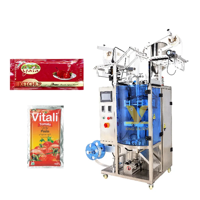 automatic bag viscous salad tomato hot chilli salad sauce paste jam filling sachet sealing ketchup packing machine