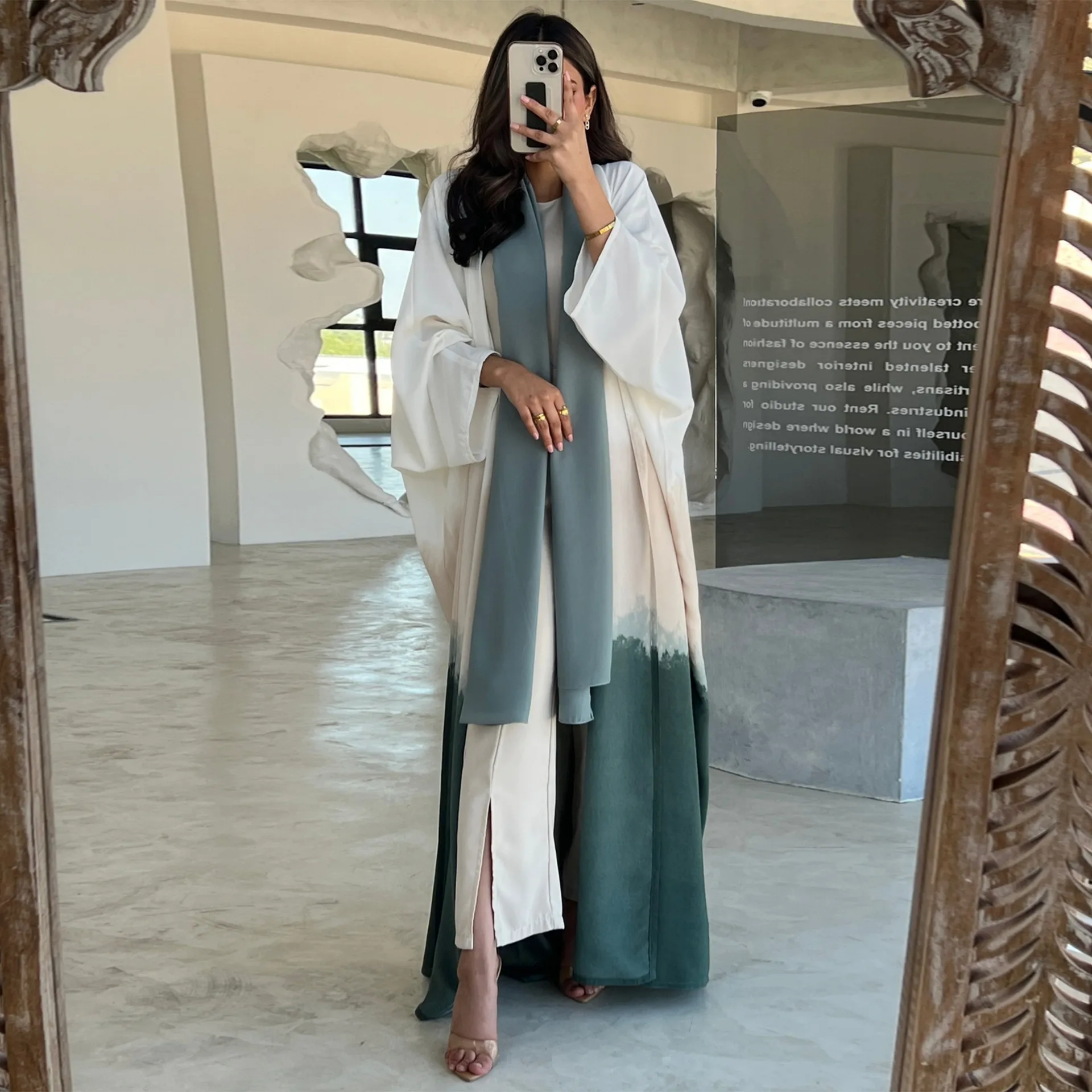 2024 Popular Tie Dyed Cape Cardigan Abaya Dubai Summer Fashion Muslim Women Clothing