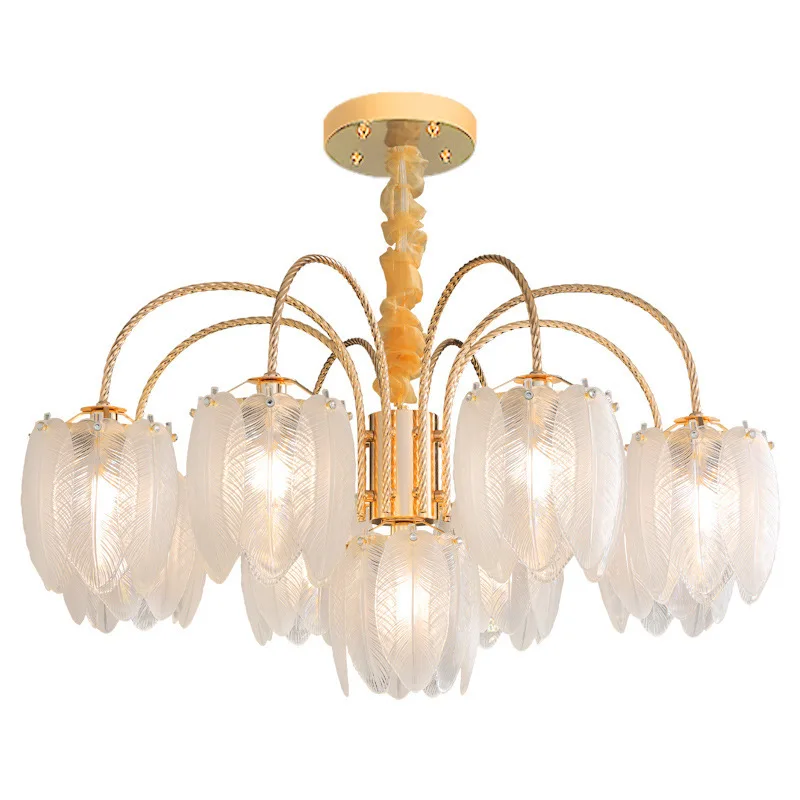 Arabic latest style home decor leaf pendant light artistic gold hanging lamp hotel bedroom modern luxury glass chandelier