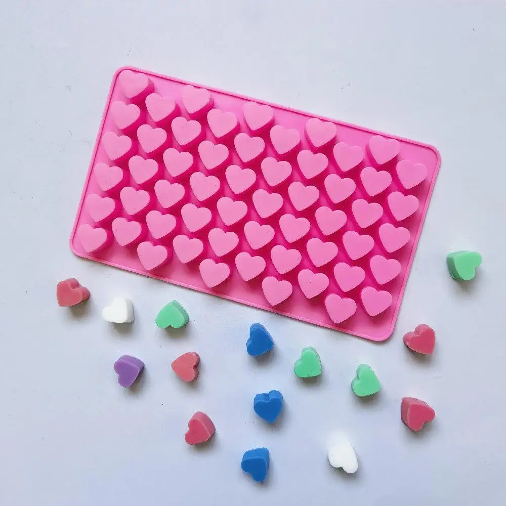 55 Heart Sweet Moulds Mini Candy Molds Love Heart Mold Silicone Moulds For Chocolate Soap Ice Cube Tray Jelly Melts Gummy Diy