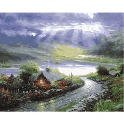 Картина по номерам, картина маслом, хижина Яманака, пейзаж «сделай сам», декоративные цифровые картины, рисование самостоятельно на холсте