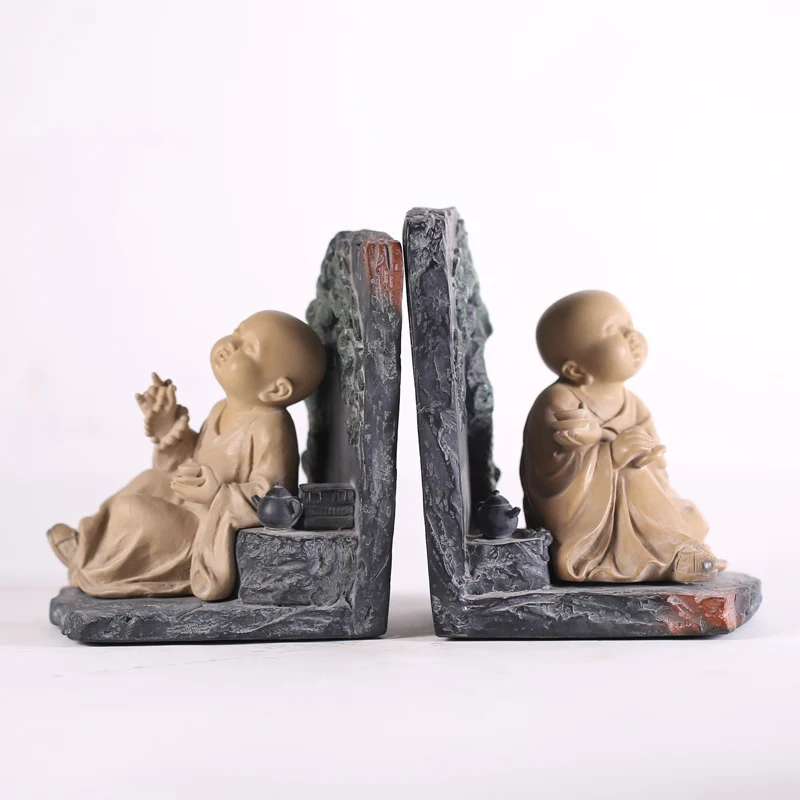 READ Popular Hot Sale Cute Chinese Bonze Home interior decor Decoration rune stones marble temple Little shaolin Monk Figurines