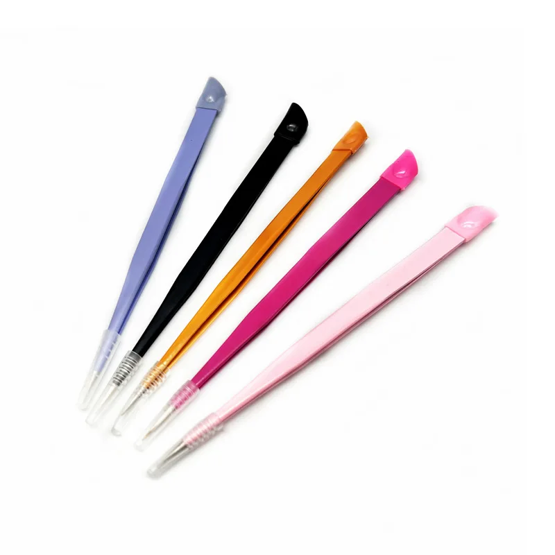 Custom logo eyelash tweezers stainless steel nail art curved tweezer Eyelash tweezers pink