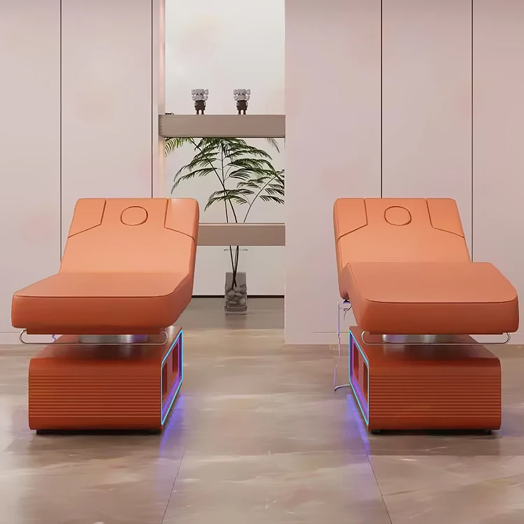 Unique design adjustable white beauty salon facial treatment bed 3 motors electric massage beds for salon with lights