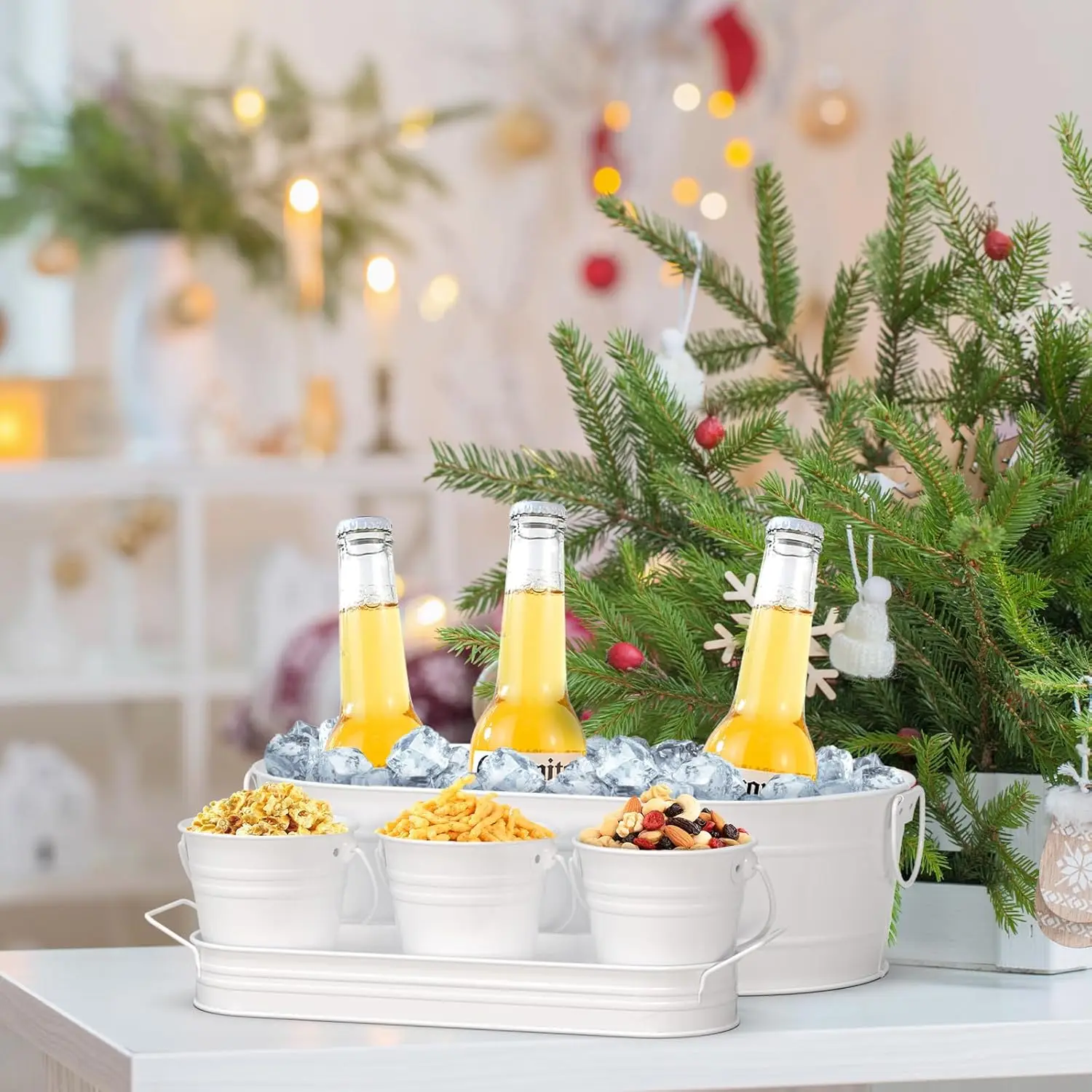 Овальная форма белая цветная ванна для напитков ведра пива вина льда с крышкой вечеринок винтажное овальное ведро