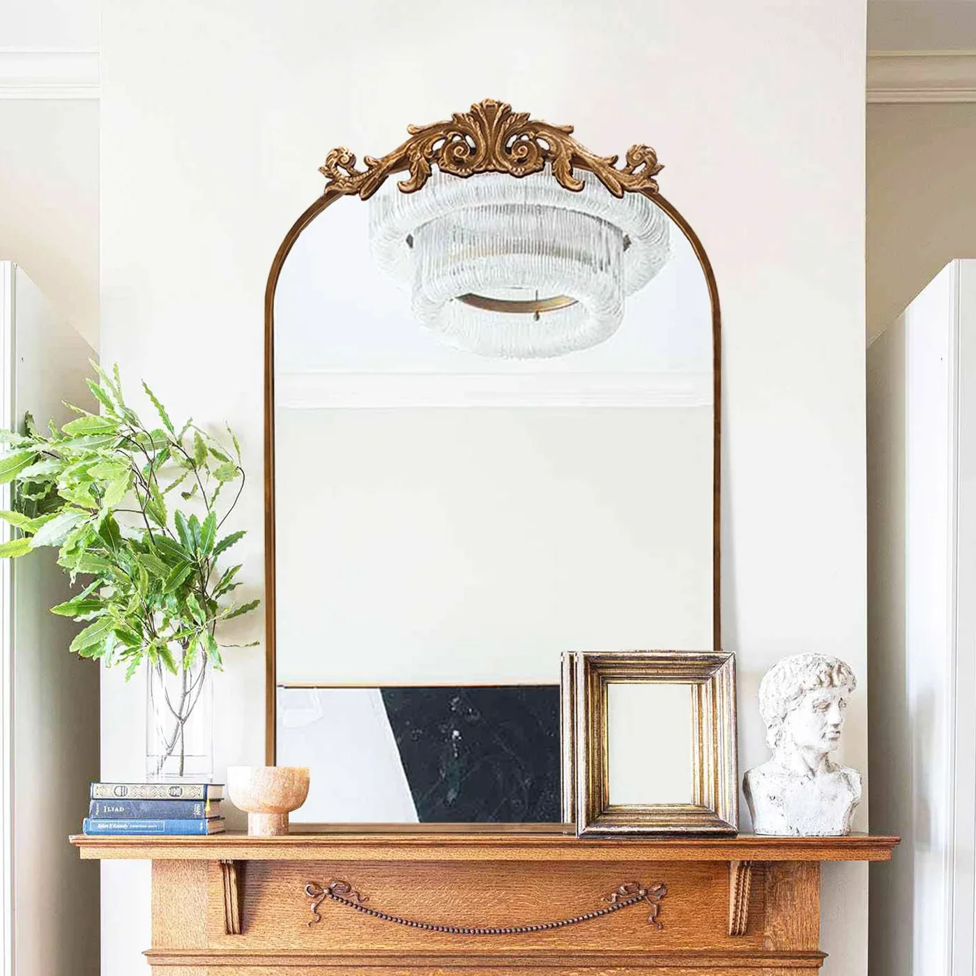 Baroque Inspired Wall shatterproof tempered Decor Mirror French Vintage Floor Framed Mirror Free Standing Dressing mirror