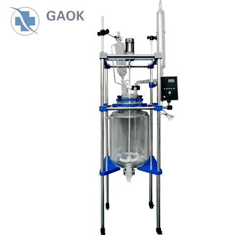 High quality 10L 20L 50L double jacket high pressure chemical glass reactor