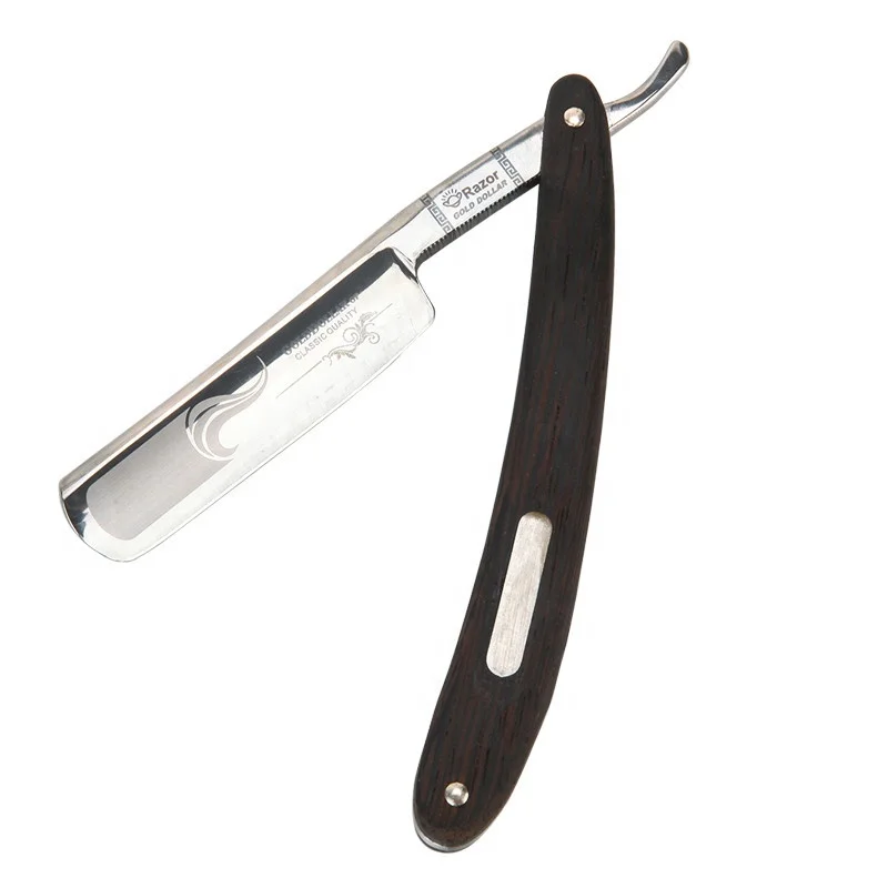 Gold Dollar Razor Suit Cut Shaving Throat Carbon Steel Barber Sharpen Shave Wooden Handle Safty Shaver Straight Razor For Man