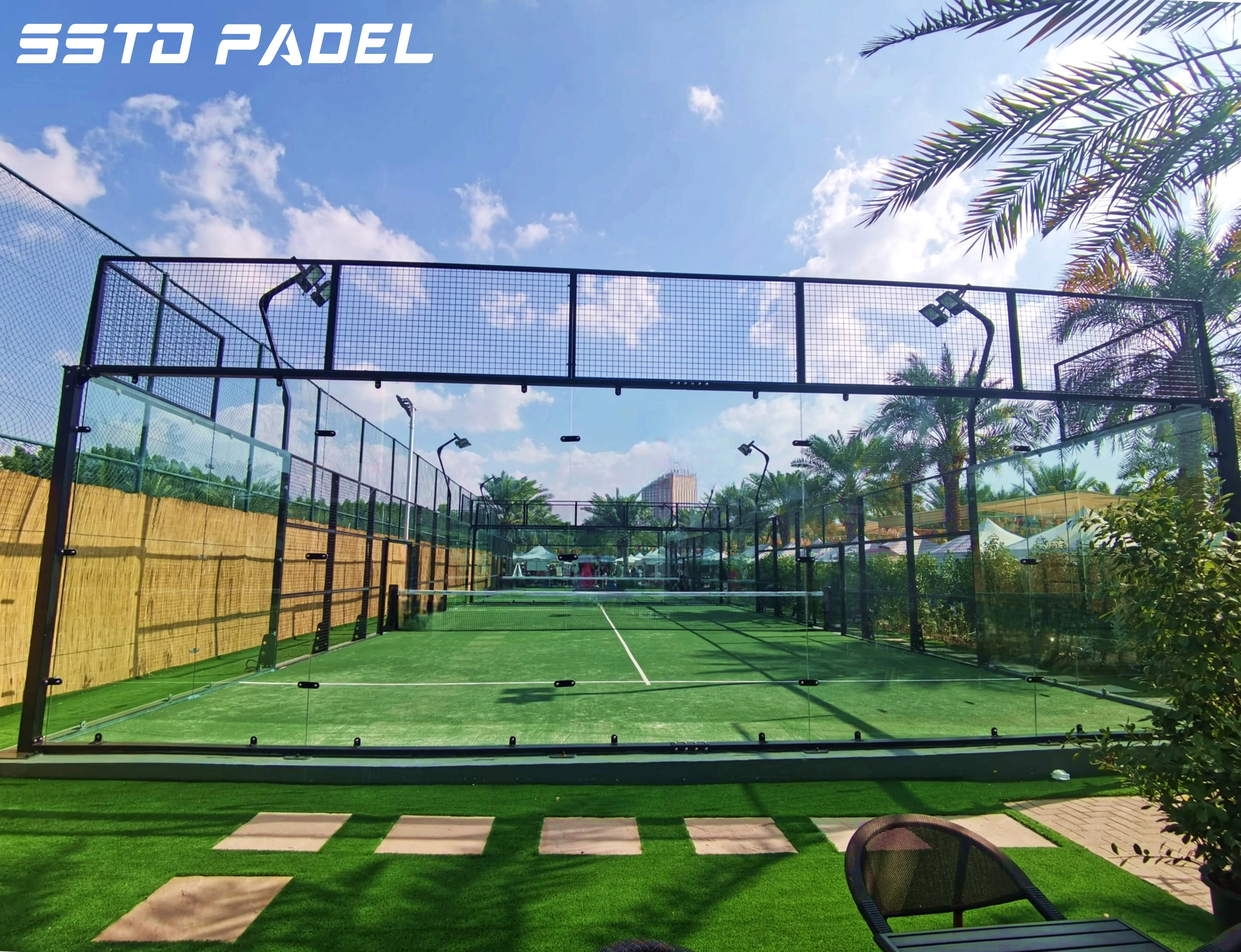 Hot Selling Panoramic Padel Court Canchas De Padel Outdoor Paddle Tennis Courts Delicate and Beautiful Surface