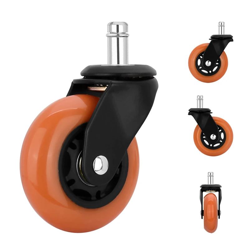 Universal PU Office Chair Furniture Caster 3 Inch Swivel Wheels Office Chair Caster Wheels for Office New Type of Bracket