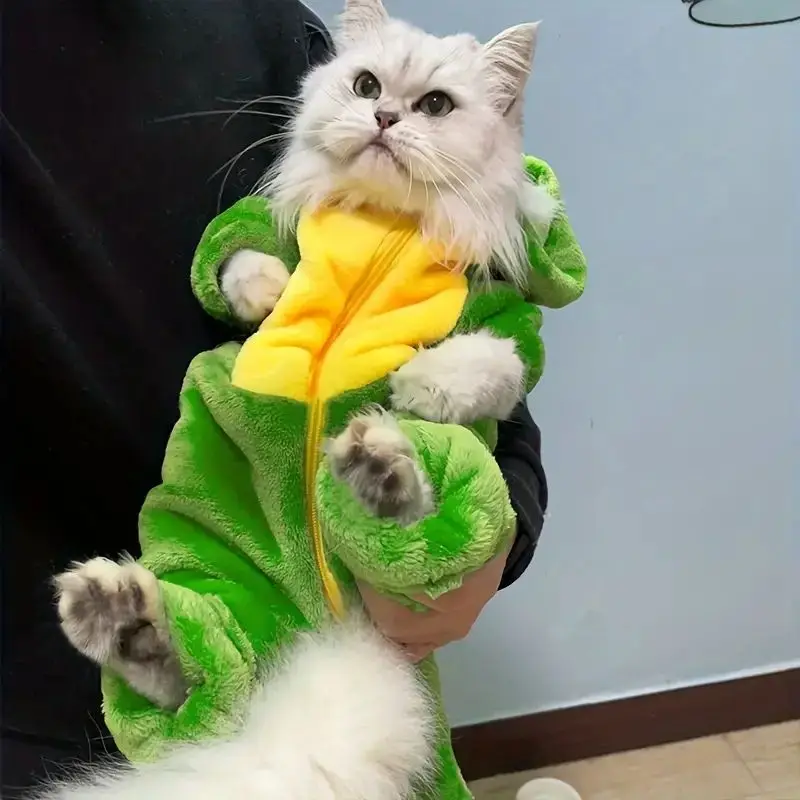1 шт. милый костюм для кошек с двойной открытой молнией и полным задницей забавная Одежда маленьких динозавров теплая мягкая фланелевая одежда домашних животных
