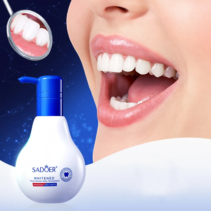 OEM SADOER private label hot selling soda whitening teeth oral care product clean stains tartar teeth whitening toothpaste