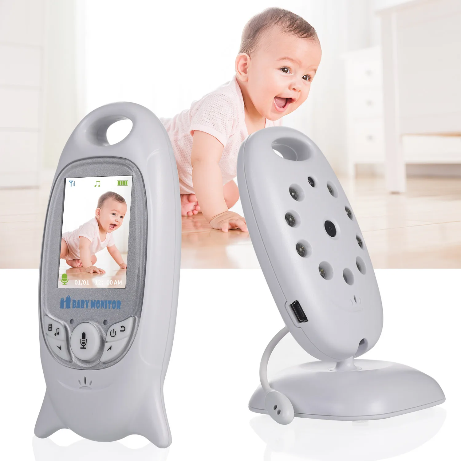 Video Baby Monitor Camera VB601 Wireless Babysitter 2 Way Talk Night Vision IR LED Temperature Security Nanny Camera 8 Lullabies