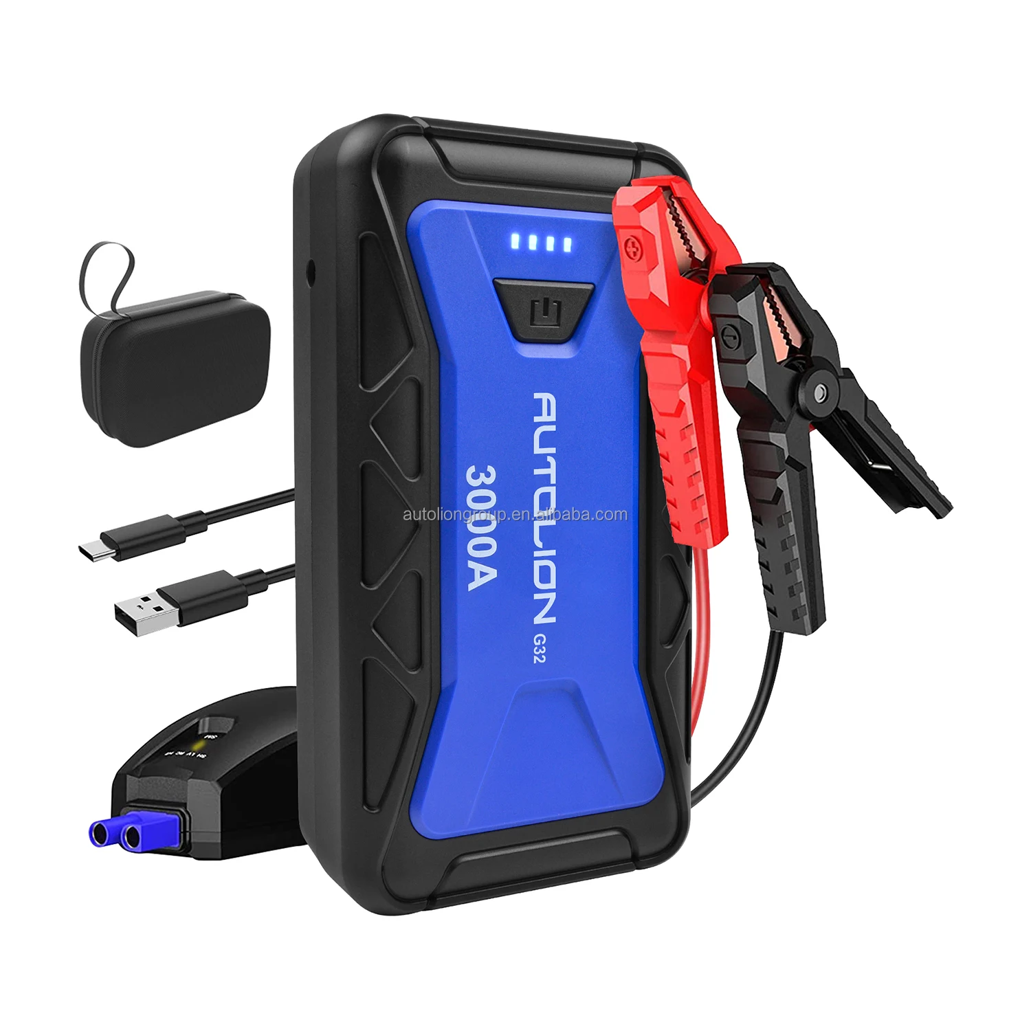 3000A 25800mAh Super large capacity jump starter able to jump start 12V engines up to 8.0L Gasoline or 8.0L Diesel
