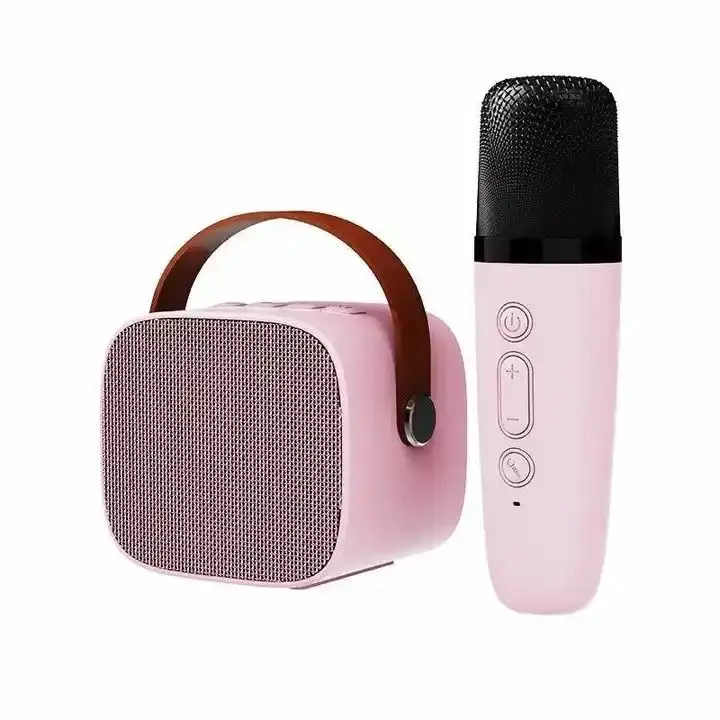 2024 Hot Selling Mini portable BT5.0 wireless Speaker Karaoke Single and Dual Microphone for Party for Home for birthday